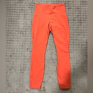 Lululemon Wunder Under High Ride side mesh 23” orange leggings